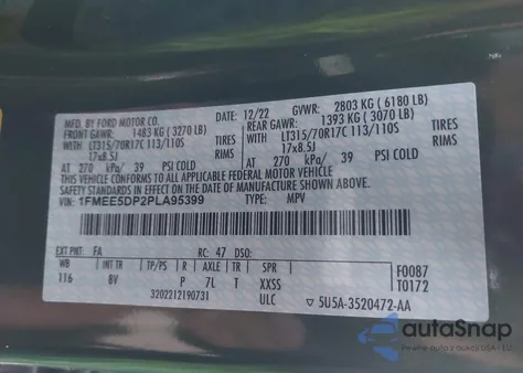 2023 Ford Bronco Badlands from USA, damaged, VIN 1FMEE5DP2PLA95399